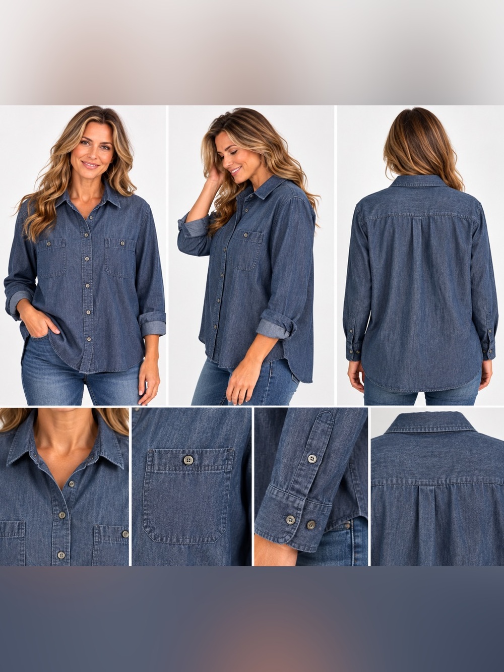 Beverly Hills Polo Club Chambray Button-Up Shirt – Women’s XL
